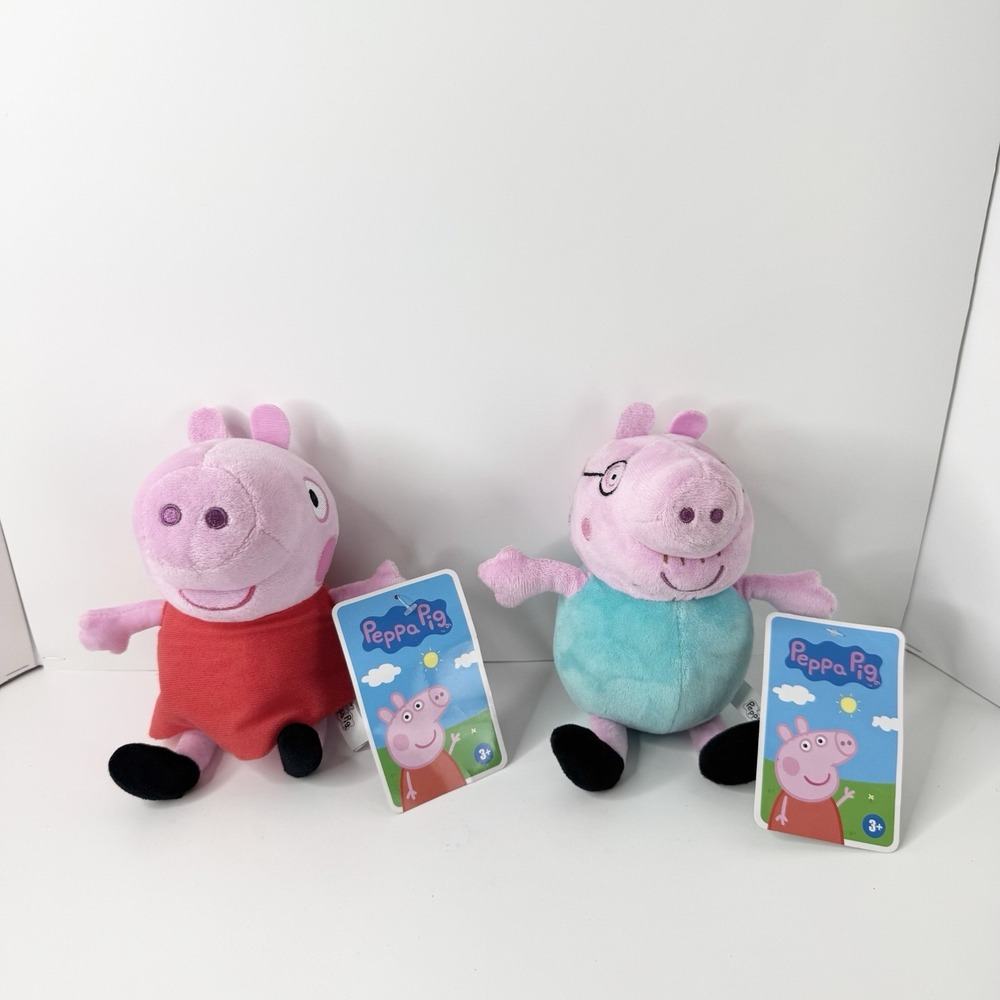 Peppa Pig & Daddy Pig 8" Plush Doll Toy Lot Set Hasbro Toy Factory 2024